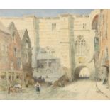 William Bell SCOTT Four Mediterranean watercolours including The Rialto Bridge One initialled