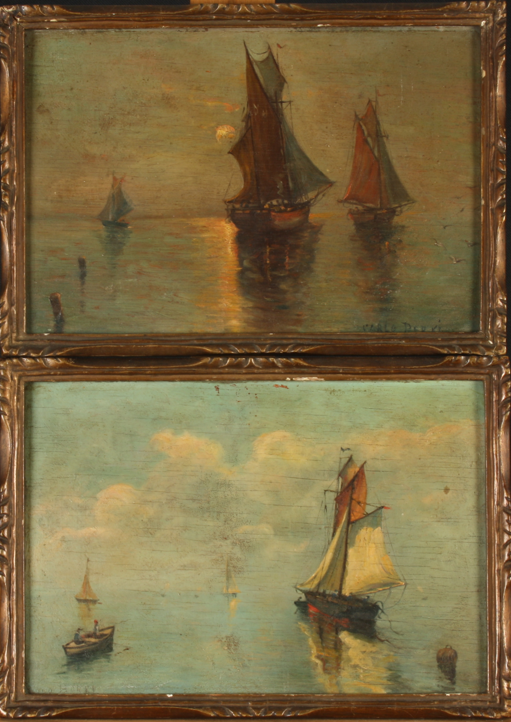 Carlo BERKI A pair of small marine oils Each signed