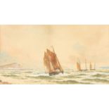 Arthur Wilde PARSONS Fishing Fleet Watercolour Signed 17 x 30cm Together with a Torquay