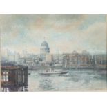 Reginald Geoffrey ALLARD St Pauls Cathedral from Bankside Watercolour Signed Fine Art Society