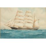 Pelham JONES Clipper Crescent in Full Sail Watercolour Signed and inscribed 36 x 53cm