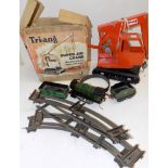 A Tri-ang Super Jib Crane, original box, together with a Hornby '0' gauge locomotive and tender,