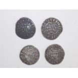 Edward I type:- four long cross pennies.