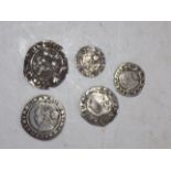 Elizabeth I three pence 1574, together four other smaller.