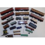 Hornby 0 gauge carriages, wagons, track etc, together with Dinky Die-cast carriages etc.