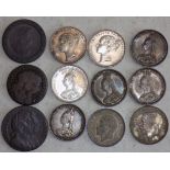 Shillings:- 1857, 1877, 1887 (3) 1888, 1889, 1911 and 1926 each very dull one side,
