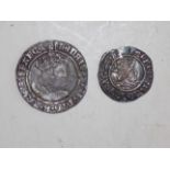 Henry VIII groat mint mark cross, together with half groat mint mark unclear.