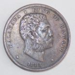 Hawaii:- dollar dated 1883 F - VF.