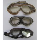 Three pairs of goggles, pilot/aircrew (early),