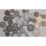 A collection of mainly silver World coins.