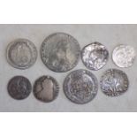 Eight silver and other coins, possible copies, viewing recommended.