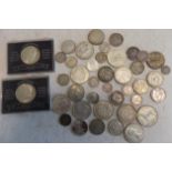 Two U.S.A. 1984 half dollars together with British and Foreign silver etc.