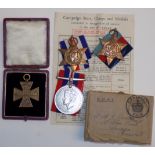 WWII medals:- war medal and France and Germany and 1939-45 stars,