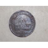 Cornwall:- A Scorrier House 1812 token, the reverse "Staffordshire Penny" token.