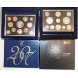 Two British proof year sets each in card outer packaging 2007 and 2008.