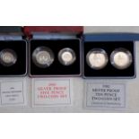 1990 silver proof Piedfort 5 pence, 1990 silver proof 5 pence,