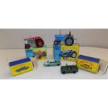 Corgi:- 66 Massey Ferguson tractor, 67 Ford tractor, Matchbox 12 Land Rover and 29 Austin 755,