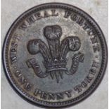 Cornwall:- West Wheal Fortune 1d token.