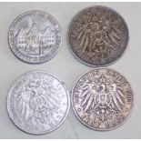 Frankfurt Thaler 1863, Baden 5M 1904,