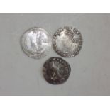 Charles I 2 Shillings mint mark eye together with 6d mint mark tun and one other.