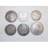 Six World silver coins.