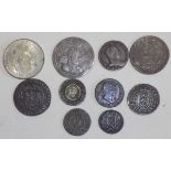 Ten 18th and 19th century mainly silver coins.