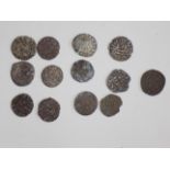 A collection of 13 French hammered coins circa 14th century.