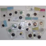 Twenty Roman bronze coins each identified.