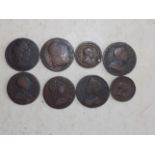 17th to 19th century British copper half pennies and farthings.