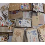 A large muddled collection of cigarette cards including silks.