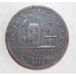 An apparent Cornish 1812 token but which has been over or under struck on another coin or token