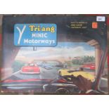 A Tri-ang Minic motorways gift set with two lorries and two extra vehicles, original box.