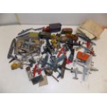 Miscellaneous tin plate and Die-cast including pre war but in poor condition and a few envelopes.