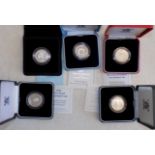 Five silver proof £2 coins:- 1986, 1995, 1994 Piedfort, 1994 and 1995.