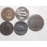 Five counter struck coins.