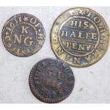 Two 17th and 18th century tokens. Condition report: Reeded edge.