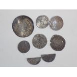 Eight mainly early hammered silve coins.