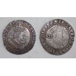 James I shillings (2) mint marks lis and ?rose.