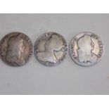 Three copy crowns:- Anne 1707 Charles II 1663 and 1670.