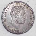 Hawaii:- 1/2 dollar 1883 F-VF.