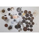 A group of mainly British copper coins from the 18th century,