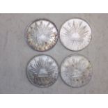 Mexico:- four 8 Reale silver coins, 1875, 1894(2) and 1897.