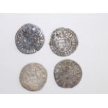 Edward I type:- four long cross pennies.