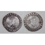 James I shillings (2) mint marks trefoil and ?10 point star.