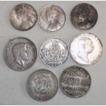 India 1 Rupee 1862 and 1892 (2), together with five other coins.