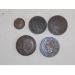 Italy, Naples:- 1 1/2 Tornesi 1854, 8 Tornesi 1816, 10 Tornesi 1825 (2) and 10 Tornesi 1859.