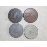 Four Cornish tokens including two alloy.