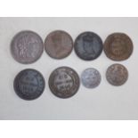 Haiti:- Gourde 1881, 6 1/2c 1850 (2), 6c 1849, 6c 1846 (2) 1c 1846, and 2c 1850.