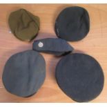 Two RAF peak caps, a beret, a side hat and one other hat.