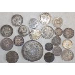 Mexico eight Reales 1880, together with a collection of small mainly silver coins.